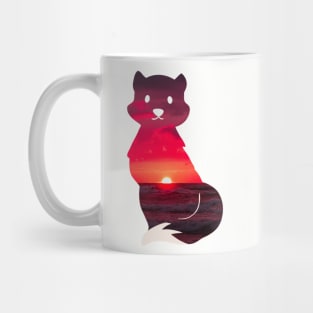 Sunset skyline and ocean fox Mug